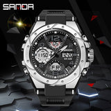 SANDA Sport Military Wrist Watch Men Watches Brand Male Watch For Men Clock Dual Display Wristwatch Army Outdoor Waterproof