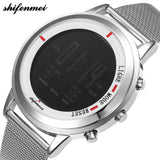S1134 Men Watches Fashion LED Electronic Silver digital  Watch Tungsten Steel Clock Waterproof Outdoor Men Wristwatch