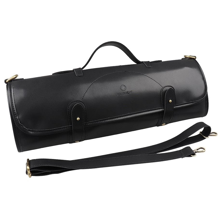 WESSLECO Kitchen Chef Knife Bag Roll Bag Synthetic Leather Knife Carrying Storage Case with 10 Pockets