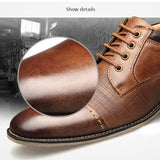 Embossed Business Dress Shoes Men Lace-up PU Leather Formal Shoes Plus Size