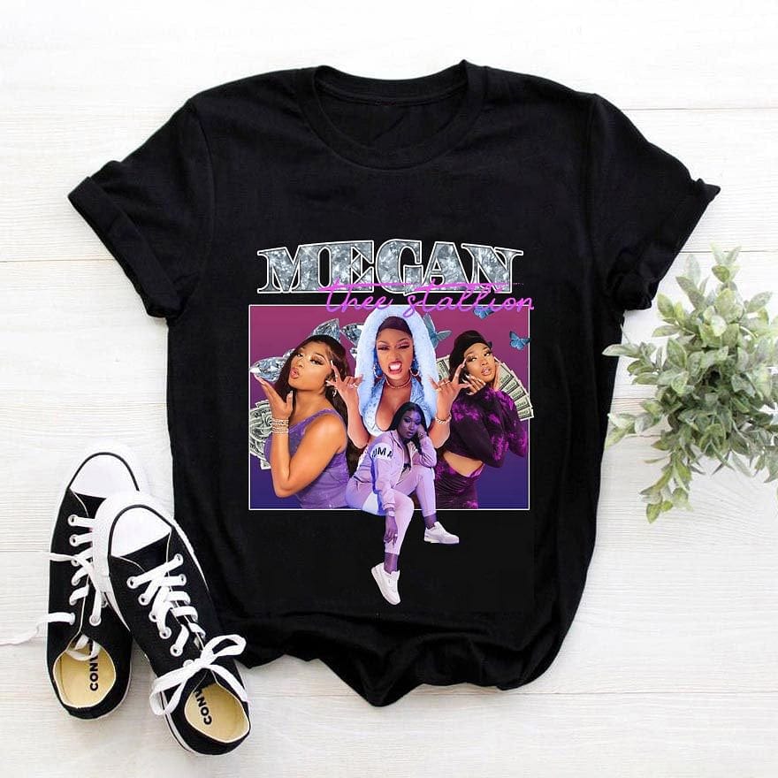 Dropshipping Megan Thee Stallion Women Top Tees 100% Cotton Custom Printing Plus Size Vintage Graphic T-shirt