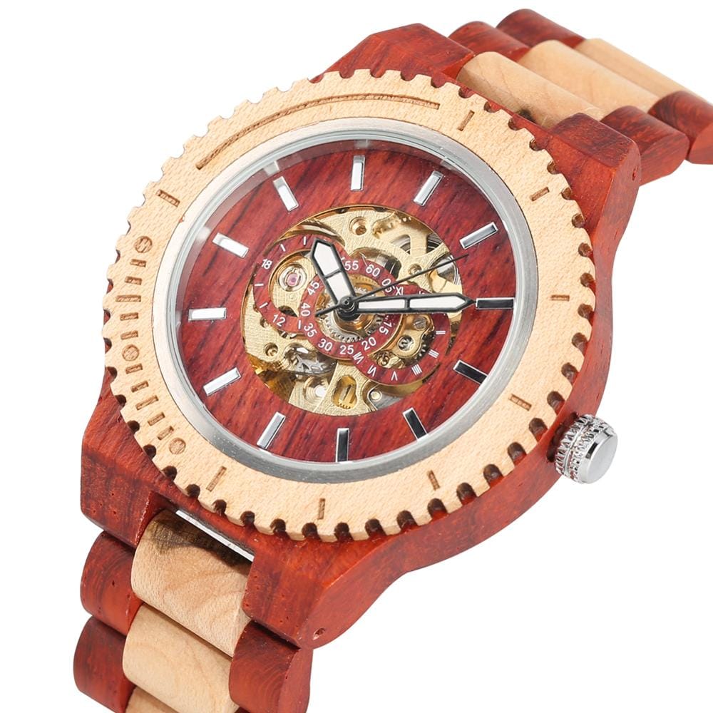 2019 Automatic Mechanical Wood Watch for Male Red sandalwood Maple Watches