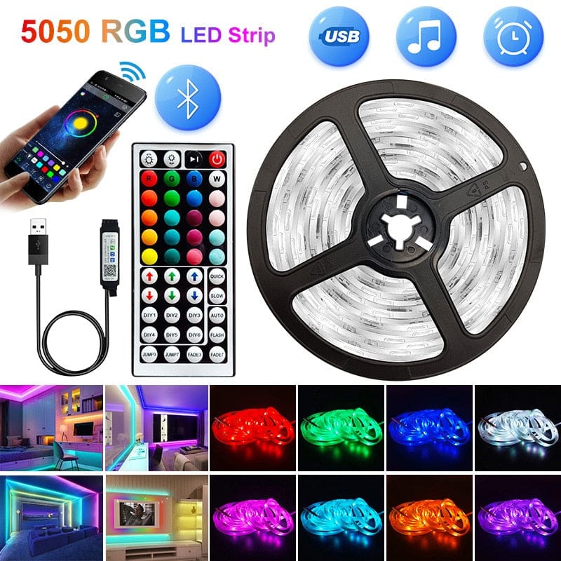 Acheter Barre lumineuse Led RGB 5050, Bluetooth, 1M-30M, DC 5V, USB,  rétro-éclairage TV, décoration de salle, bande Diode Flexible, néon pour  chambre à coucher