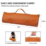 WESSLECO Kitchen Chef Knife Bag Roll Bag Synthetic Leather Knife Carrying Storage Case with 10 Pockets