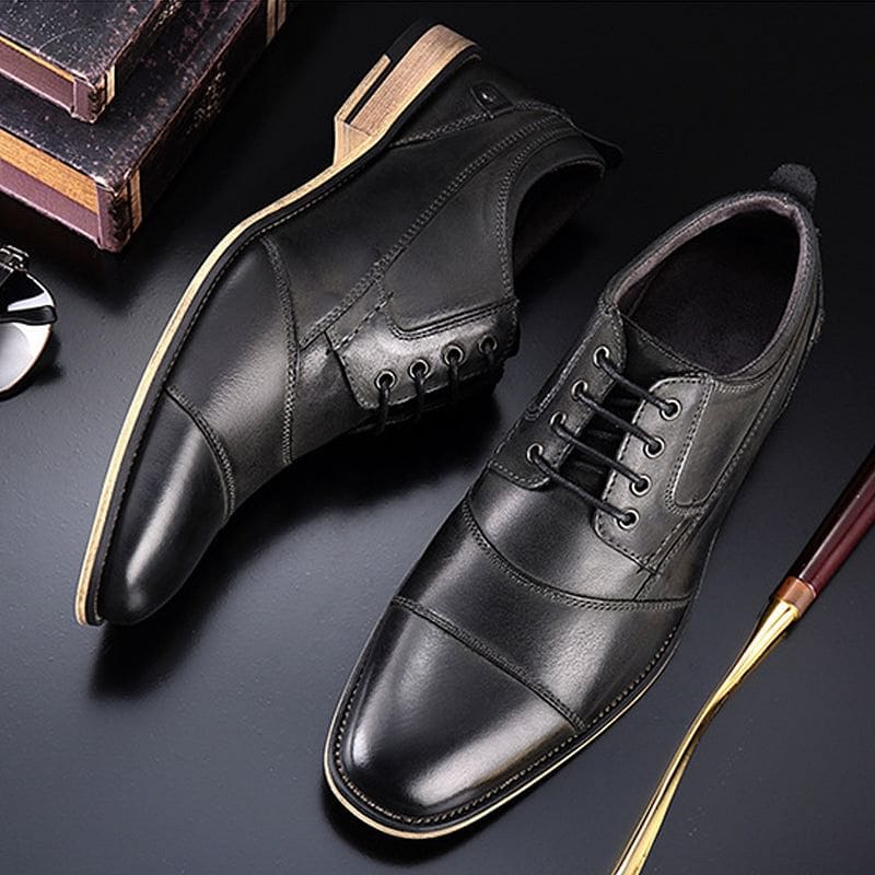 Embossed Business Dress Shoes Men Lace-up PU Leather Formal Shoes Plus Size