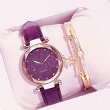 Casual Women Romantic Starry Sky Wrist Watch bracelet Leather Rhinestone Designer Ladies Clock Simple Dress Gfit  Montre Femme