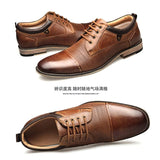 Embossed Business Dress Shoes Men Lace-up PU Leather Formal Shoes Plus Size