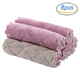 8PCS Microfiber Kitchen Towel Soft Absorbent Dish Towel Non-stick Oil Washing Kitchen Rag Tableware Household Cleaning Tools