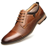 Embossed Business Dress Shoes Men Lace-up PU Leather Formal Shoes Plus Size