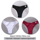 FINETOO Cotton Brazilian Panties Women Sexy V Waist G-String Underwear Female T-back Underpants M-XL Lady Bikini Panty 3Pcs/set