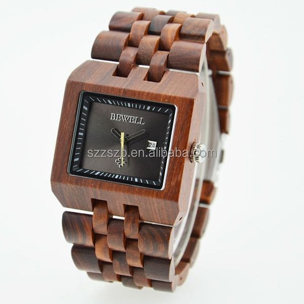 Alibaba watches logo Japan miyota 2035 movement wooden watch bewell with square face
