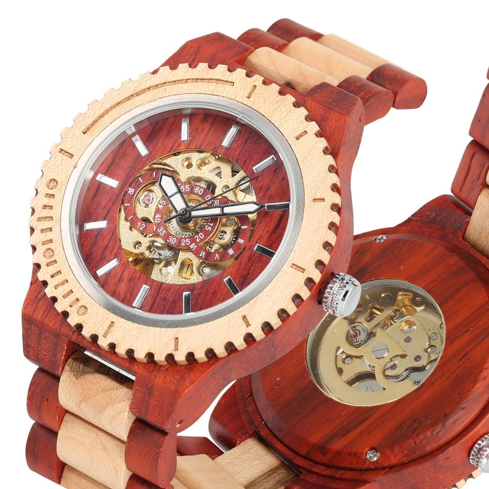 2019 Automatic Mechanical Wood Watch for Male Red sandalwood Maple Watches