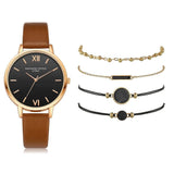 Watch Set Women 5pcs Woman Quartz Wristwatch Leather Ladies Bracelet Luxury Watch Casual Relogio Femenino Gift For Girlfriend