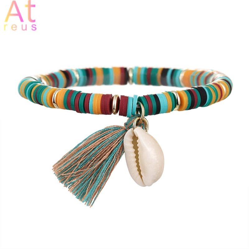 Multicolor Tassel Anklet Bohemian Jewelry For Women Acrylic Beaded Elastic Chain Ankle Chain Leg Foot Chain