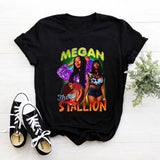 Dropshipping Megan Thee Stallion Women Top Tees 100% Cotton Custom Printing Plus Size Vintage Graphic T-shirt