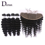 Wholesale Top quality deep wave human virgin cuticle aligned hair bundles and frontal