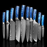 Stainless Steel Knife Set Blue Resin Handle Chef Knife Kitchen Knife Japanese Knife Peel Knife Kitchen Knife Set with Knife Cover