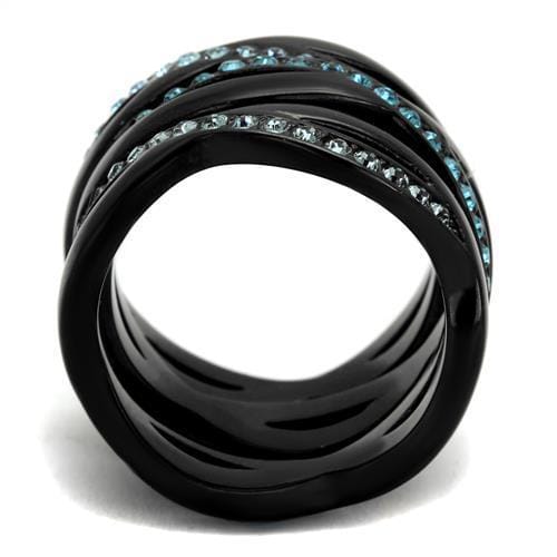 TK2492 - IP Black(Ion Plating) Stainless Steel Ring with Top Grade