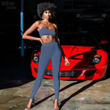 Sisterlinda High Quality Sexy Off Shoulder Camisoles+Leggings Two Piece Set Active Wear Fashion Casual Fitness Tracksuit Outfits