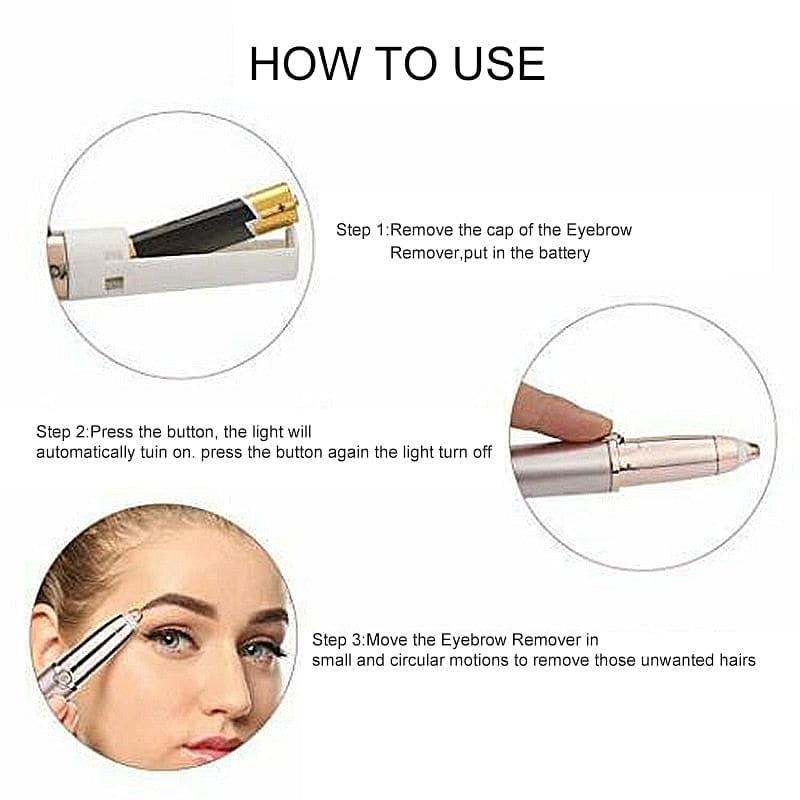 Painless Electric Eyebrow Epilator Pen Lip Face Hair Razor Hair Remover Eyebrow Trimmer Shaver Makeup Cosmetic Tools