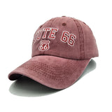 Vintage washed cotton ROUTE 66 Embroidery baseball cap hat for women men outdoor sports caps good quality Hip Hop Fitted Cap