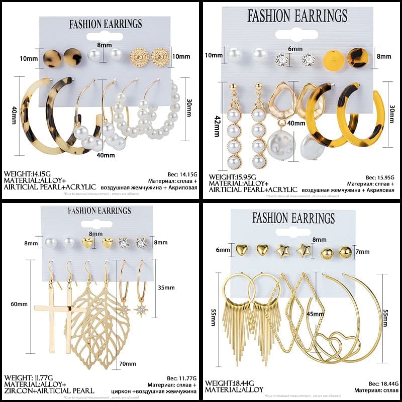 New Women's Earrings Set Tassel Pearl Acrylic Earrings For Women Bohemian Fashion Jewelry 2020 Geometric kolczyki Hoop Earings