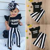 Kids Baby Girls Toddler Tops T-shirt  Bell Bottom Pants Outfit Clothes Set