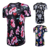 Hip Hop Flower 3D Print Long Loose Short Sleeve T-Shirt Shirt