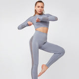 Women Yoga Crop Top Seamless Leggings Yoga Set Yoga Pants Gym Set High Waist Legging Pants Sport Clothing Fitness Shirt
