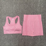 Women Seamless 2PCS Yoga Set Sports Bra High Waist leggings Shorts Gym Set Running Sportswear Workout Clothes Sports Suits
