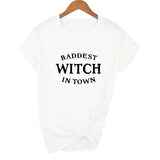 Baddest Witch In Town Women Halloween T-shirt Harajuku Gothic Short Sleeve T Shirts Graphic 90s Grunge Streetwear Female Tops