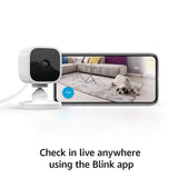 Blink Mini – Compact indoor plug-in smart security camera, 1080 HD video, night vision, motion detection, two-way audio, Works with Alexa – 1 camera