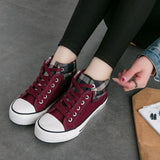 Flat mid-to-high women canvas shoes