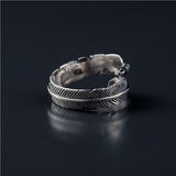 Retro High-quality 925 Sterling Silver Jewelry Thai Silver Not Allergic Personality Feathers Arrow Opening Rings   SR239