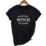 Baddest Witch In Town Women Halloween T-shirt Harajuku Gothic Short Sleeve T Shirts Graphic 90s Grunge Streetwear Female Tops