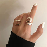 Minimalist Silver Color Open Adjustable Rings for Women Fashion Creative Hollow Irregular Geometric Birthday Party Jewelry Gifts