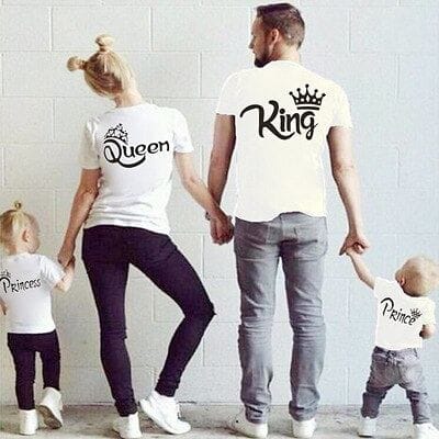 Cotton Matching Family Shirts Family Matching Clothes Matching Father Mother Daughter Son Clothes T-shirt King Queen T shirt