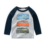 Kids Boys T-shirts Baby Long Sleeve Excavator Tops Children Autumn Solid Cotton Sweatshirt 2 3 4 5 6 7 8 Years Boy Girl T Shirts