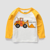 Kids Boys T-shirts Baby Long Sleeve Excavator Tops Children Autumn Solid Cotton Sweatshirt 2 3 4 5 6 7 8 Years Boy Girl T Shirts