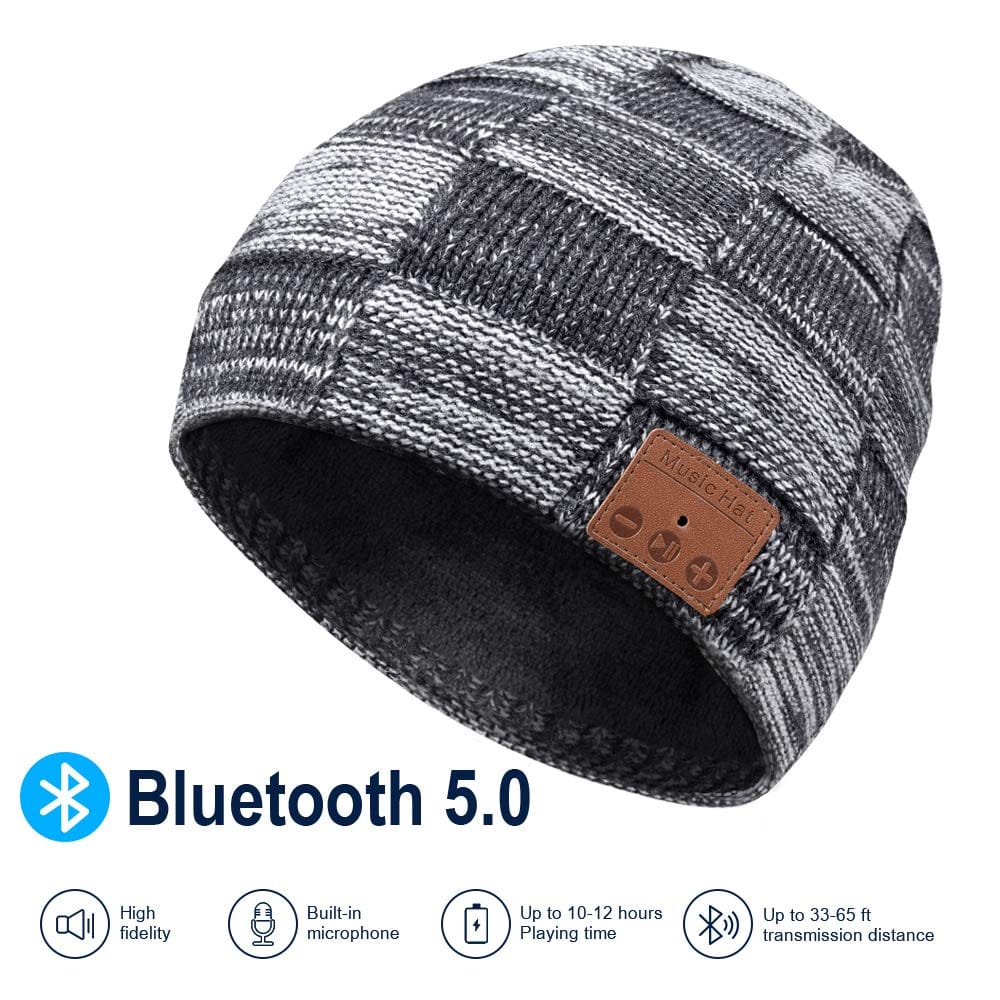 Bluetooth Beanie, V5.0 Bluetooth Hat,Wireless Earphone Beanie Headphones,HD Stereo Speakers Built-in Microphone,Electronic Gifts
