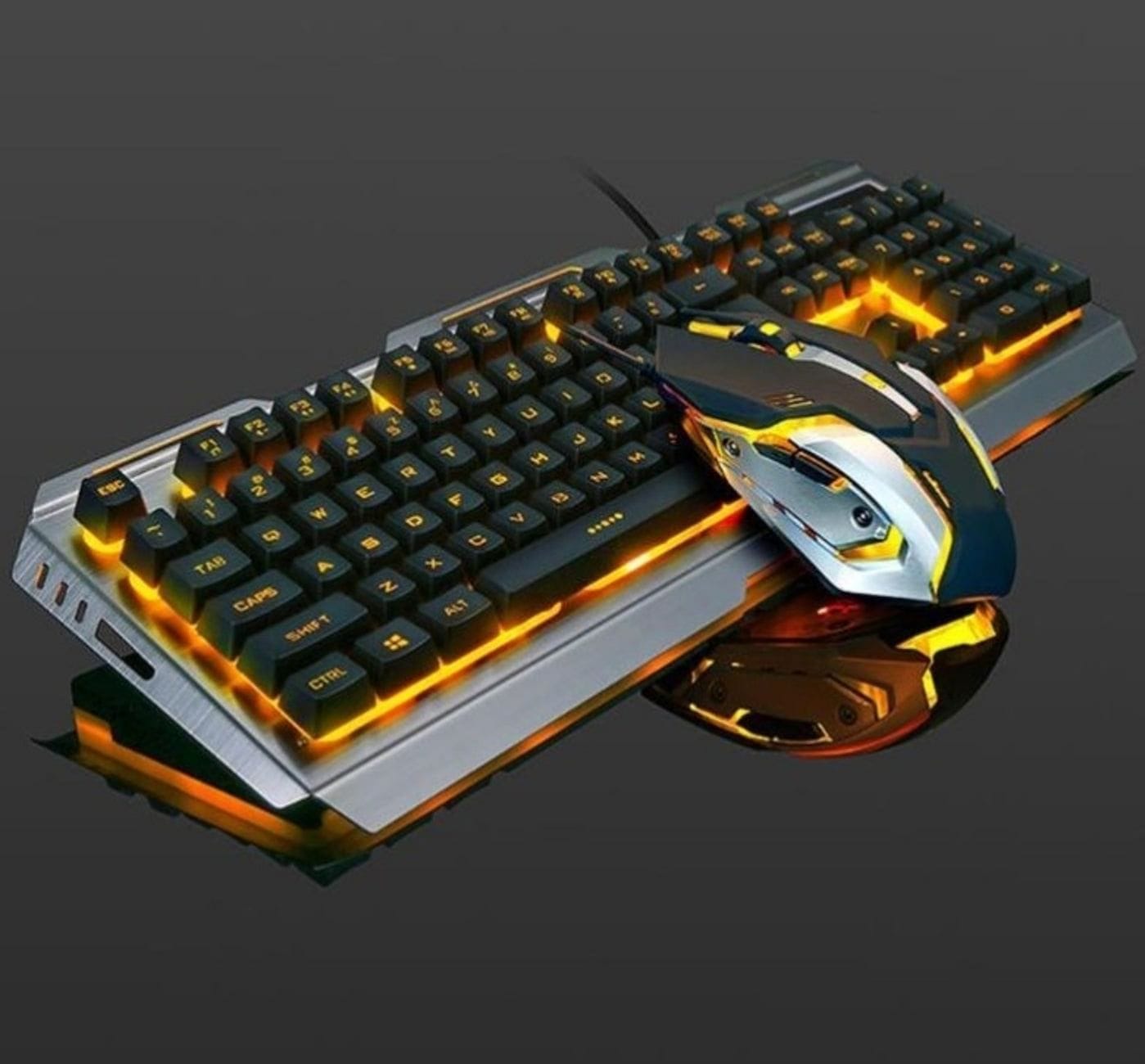 Ninja Dragons Tungsten Gold Metal Frame Gaming Keyboard and Mouse Set - Jafsale.com