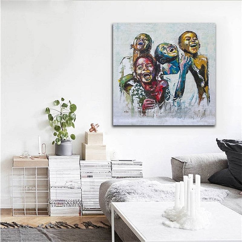 AfricanHappy Art Print on Canvas Happy Kids Wall Canvas Picture Art Portrait Canvas Painting Wall Decor Canvas Art for Home