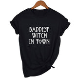 Baddest Witch In Town Women Halloween T-shirt Harajuku Gothic Short Sleeve T Shirts Graphic 90s Grunge Streetwear Female Tops