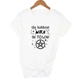 Baddest Witch In Town Women Halloween T-shirt Harajuku Gothic Short Sleeve T Shirts Graphic 90s Grunge Streetwear Female Tops