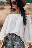 Off Shoulder Embroidered Polka Dot Top