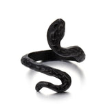 Snake Rings Black Silver Color Metal Punk Open Adjustable Design Animal Exaggerated Finger Ring for Women Men Party Jewelry Gift