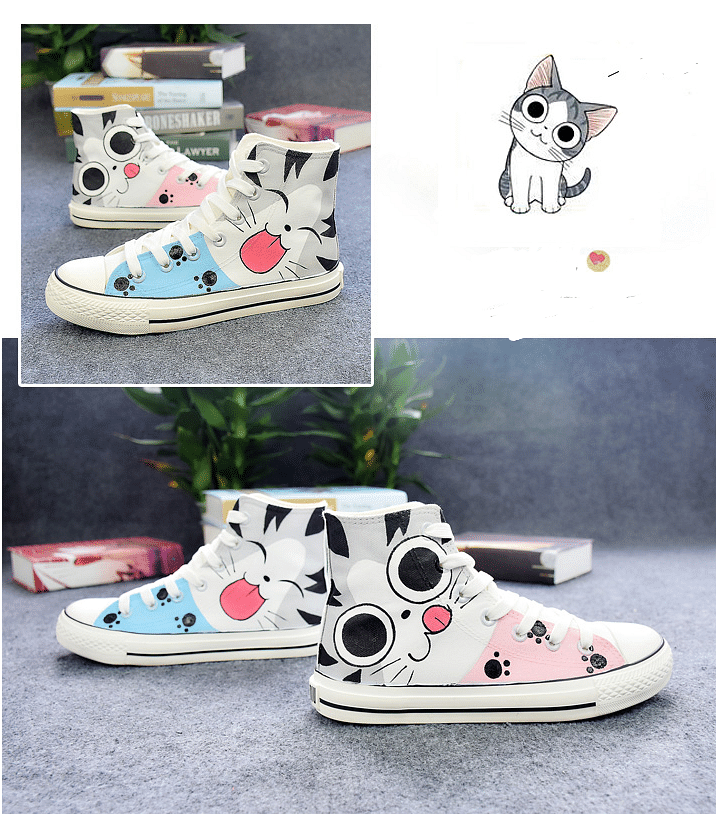 Cheese cat anime around hand-painted shoes