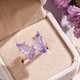 New Butterfly Ring Purple Fashion Popular Temperament Sweet Romantic Female Jewelry Girl Wedding Gift