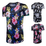 Hip Hop Flower 3D Print Long Loose Short Sleeve T-Shirt Shirt