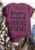 Female Tee Shirt Halloween Pumpkin Tshirt T Tops Print Letter T-shirts It's Just A Bunch of Hocus Pocus Tee Top